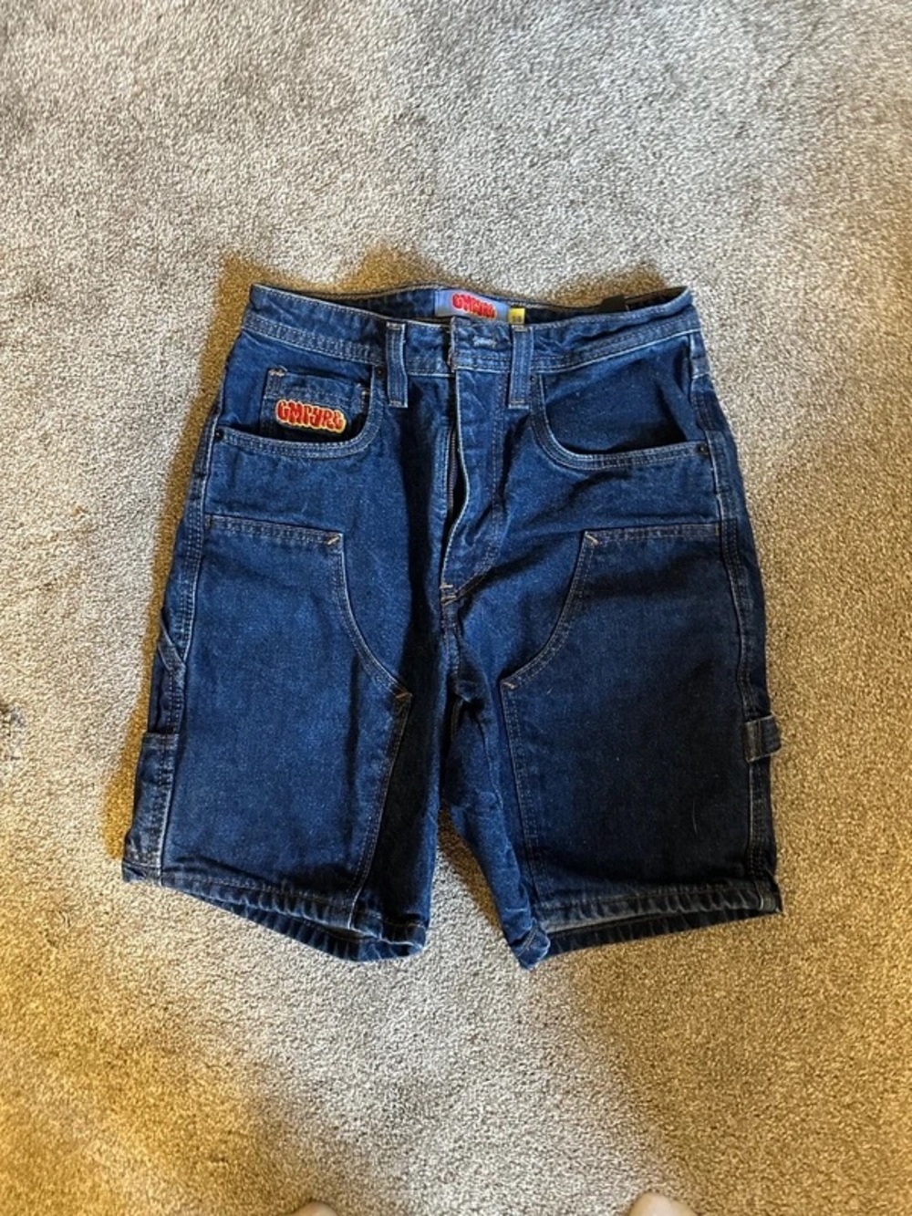Empyre Men's Dark Blue Denim Cargo Shorts